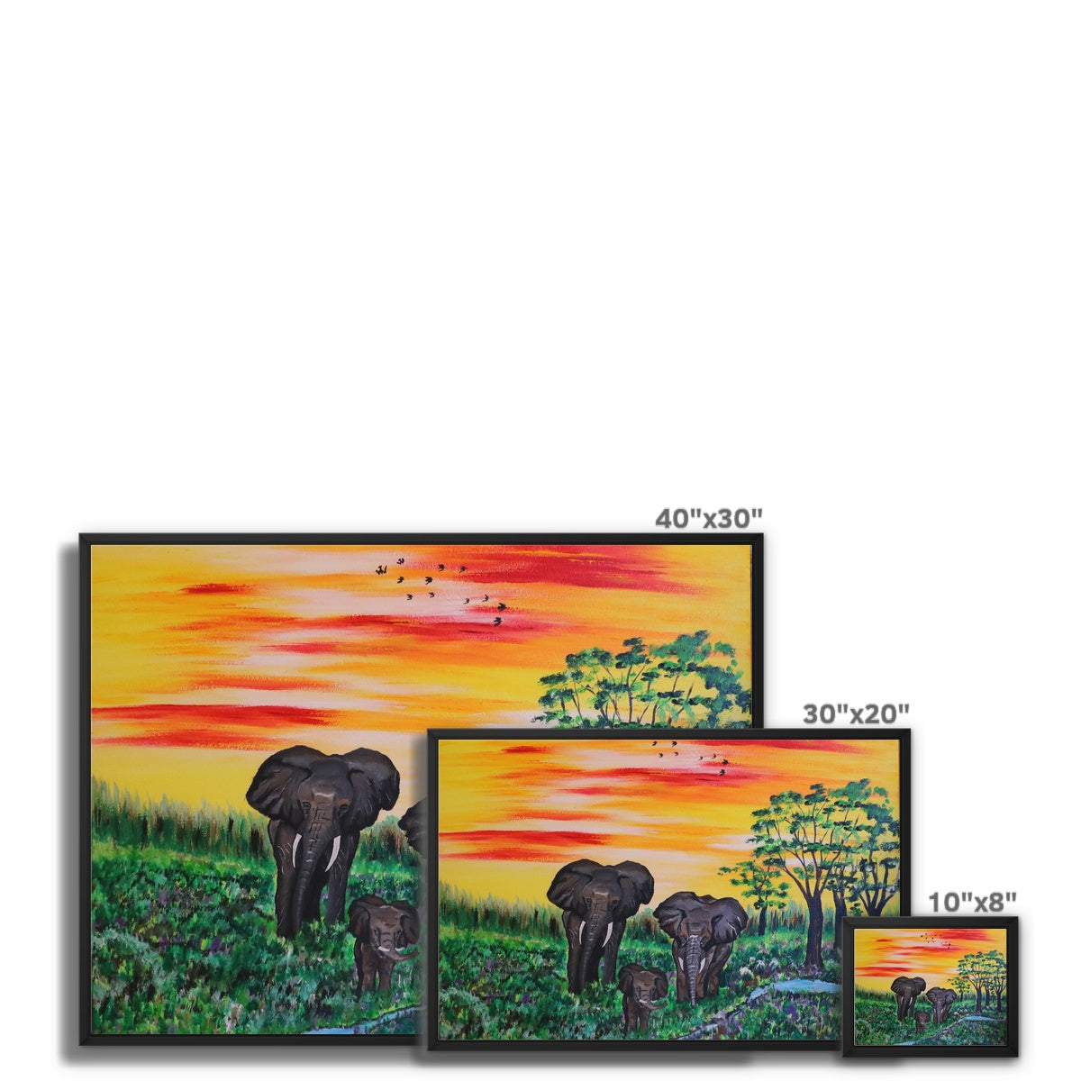 Elephant Family Framed Canvas